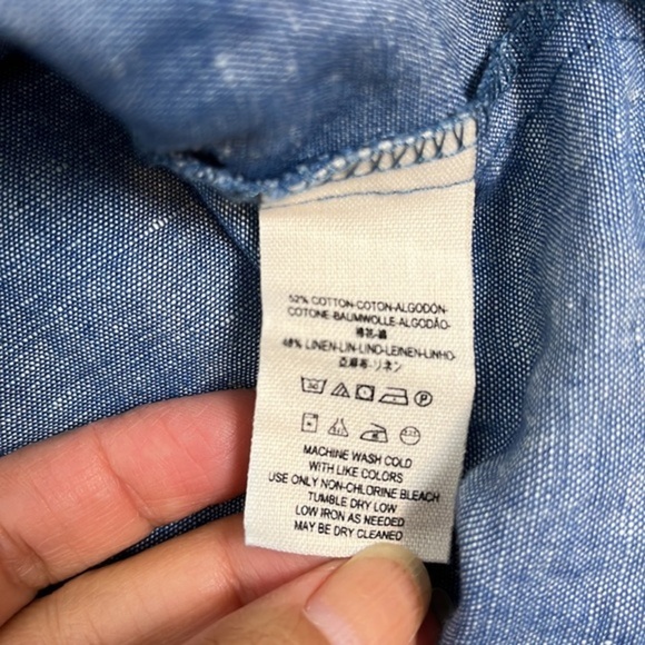 Free People Show Me Some Shoulder Chambray Top Blouse Size S - Picture 10 of 10